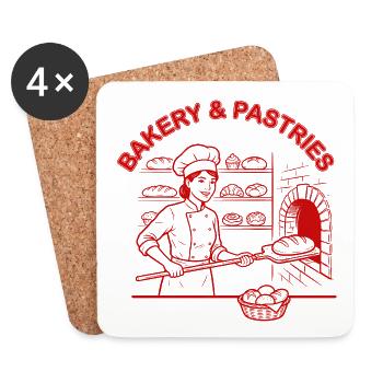Bakery and Pastries - Coasters (set of 4) - white - Front