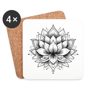 Symmetrical and soothing lotus mandala - Coasters (set of 4) - white - Front