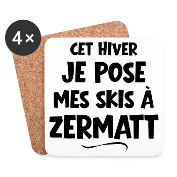 ski area, Zermatt, ski resort - Coasters (set of 4) - white - Front