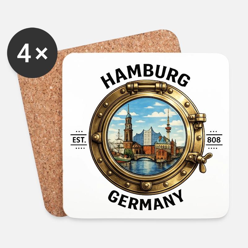 Hamburg Hafen Panorama Portloch - Untersetzer (4er-Set) - Weiß