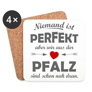 Pfälzer Stolz: Niemand ist perfekt - Untersetzer (4er-Set) - Weiß - Vorne