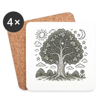 Arbre de vie - Dessous de verre (lot de 4) - blanc - Devant