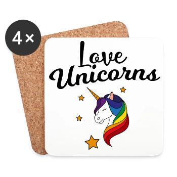 Rainbow Unicorn Star Magic - Coasters (set of 4) - white - Front