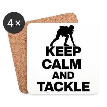 KEEP CALM AND TACKLE! FOOTBALL FAN GIFT USA s - Coasters (set of 4) - white - Front