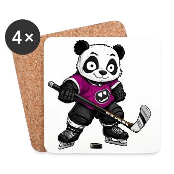 Eishockeyspieler Panda - Untersetzer (4er-Set) - Weiß - Vorne