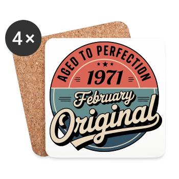 Birthday 1971 February 1971 born in February 1971 - Coasters (set of 4) - white - Front