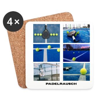 Neon Tennis-Paddle auf blauem Court - Untersetzer (4er-Set) - Weiß - Vorne