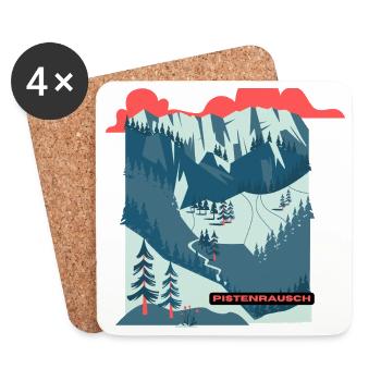 Piste Rush Mountain Landscape Illustration - Coasters (set of 4) - white - Front