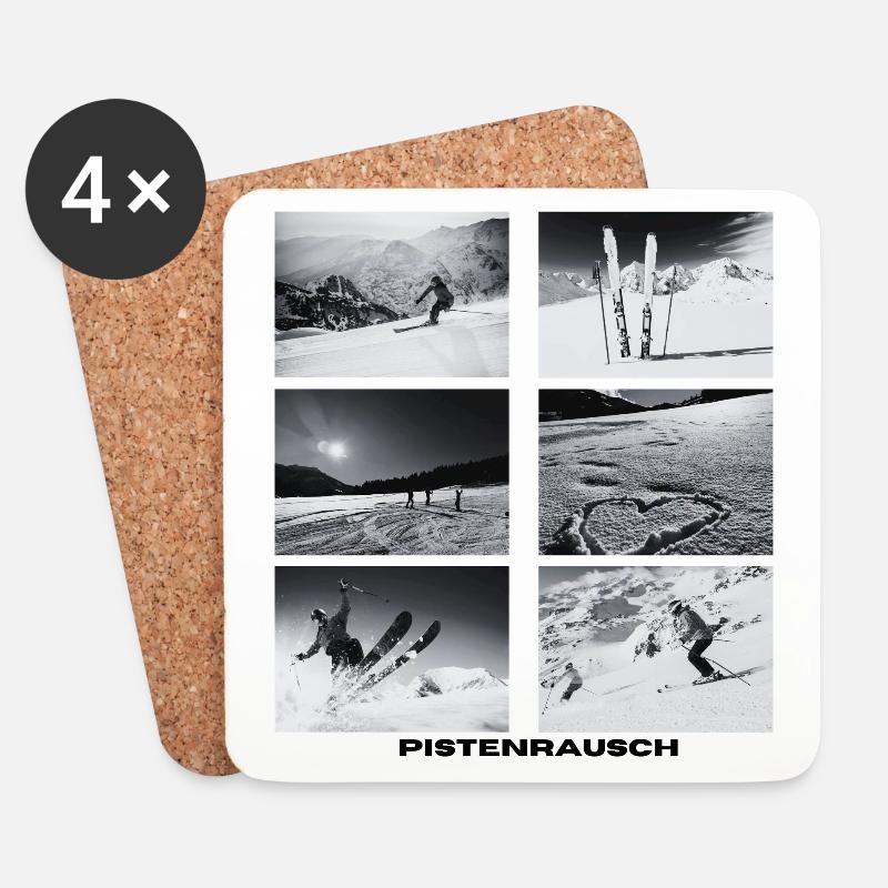 Pistenrausch Collage BW - Untersetzer (4er-Set) - Weiß