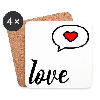 Valentinstags-Liebesherz - Untersetzer (4er-Set) - Weiß - Vorne