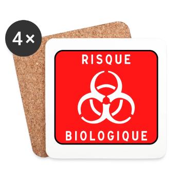 Biologisches Gefahrzeichen, Infektionsrisiko, Material - Untersetzer (4er-Set) - Weiß - Vorne