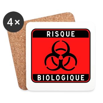 Biologisches Gefahrzeichen, Infektionsrisiko, Material - Untersetzer (4er-Set) - Weiß - Vorne