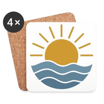 Golden Sunrise Waves - Coasters (set of 4) - white - Front