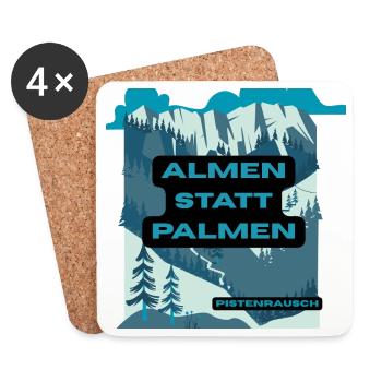 Almen statt Palmen – Berglandschaft - Untersetzer (4er-Set) - Weiß - Vorne