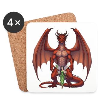 Dragon Pourpre et Fée de la Forêt - Dessous de verre (lot de 4) - blanc - Devant