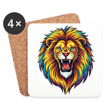 Explosion de Lion Arc-en-ciel Néon - Dessous de verre (lot de 4) - blanc - Devant