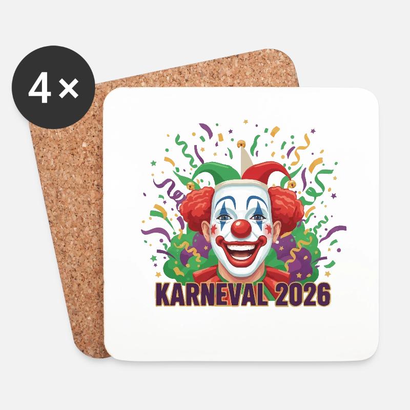 Karneval_2026 - Untersetzer (4er-Set) - Weiß
