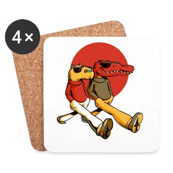 Capybara and Gator - Coasters (set of 4) - white - Front