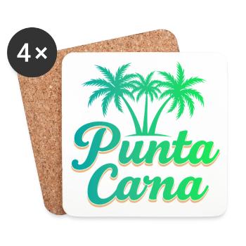 Punta Cana Caribbean Vacation with Palm Trees - Coasters (set of 4) - white - Front