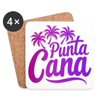 Vacances caribéennes à Punta Cana avec palmiers - Dessous de verre (lot de 4) - blanc - Devant