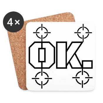Ok. - Dessous de verre (lot de 4) - blanc - Devant