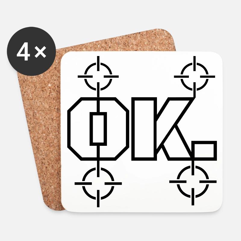 Ok. - Dessous de verre (lot de 4) - blanc
