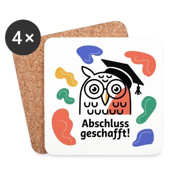 Abschluss-Eule Abstract Organic - Untersetzer (4er-Set) - Weiß - Vorne