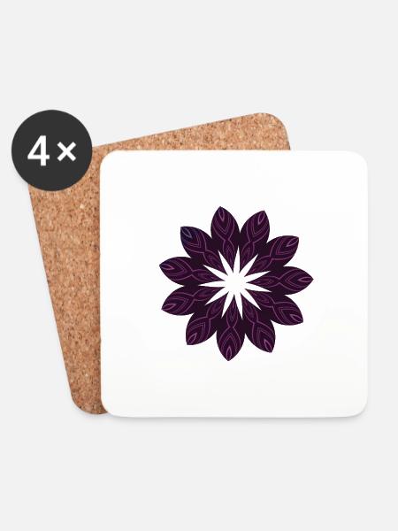 Dark Purple Mandala Flower - Coasters (set of 4) - white