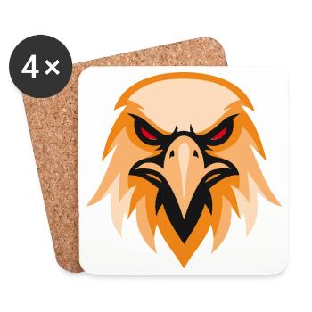 Tête d’aigle sauvage en orange - Dessous de verre (lot de 4) - blanc - Devant