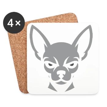 Chihuahua silhouette with stern look - Coasters (set of 4) - white - Front