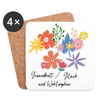 Bouquet floral - Dessous de verre (lot de 4) - blanc - Devant