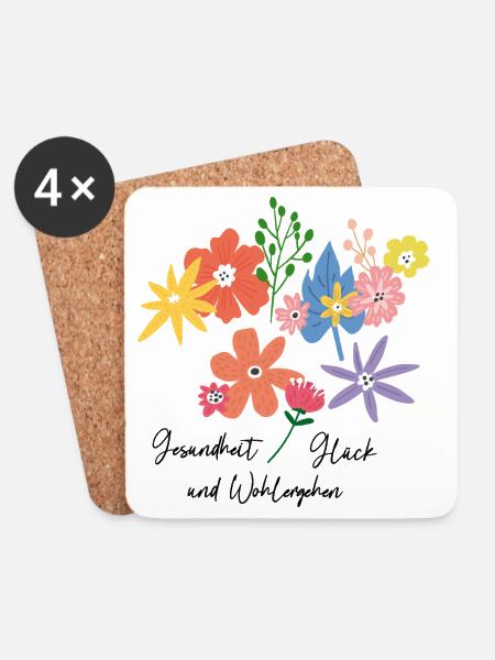 Blumenbouquet - Untersetzer (4er-Set) - Weiß