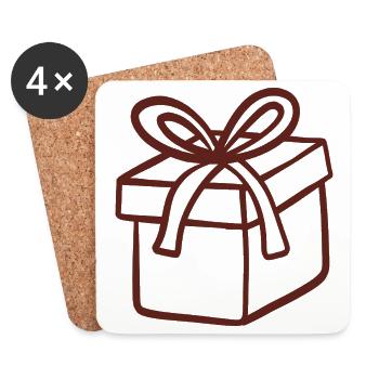 Rustikale handgezeichnete Geschenkbox - Untersetzer (4er-Set) - Weiß - Vorne