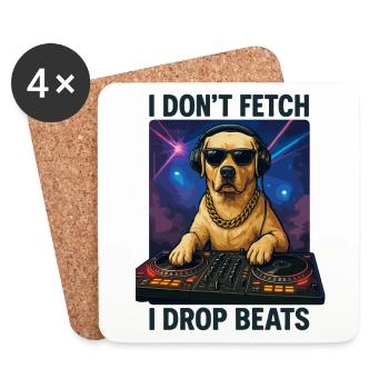 Labrador DJ: I Don't Fetch, I Drop Beats! - Coasters (set of 4) - white - Front