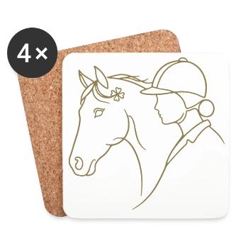 Dressage de chevaux minimaliste en silhouette - Dessous de verre (lot de 4) - blanc - Devant