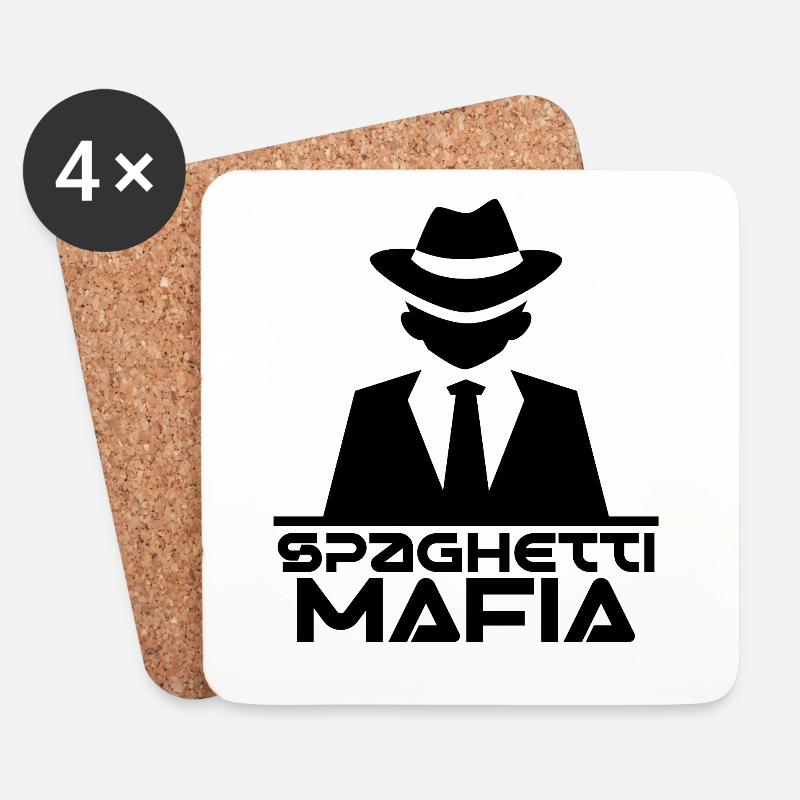 Spaghetti Mafia - Untersetzer (4er-Set) - Weiß