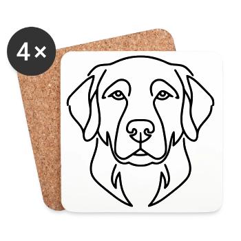 Labrador Kopf Hund Portrait Vektor - Untersetzer (4er-Set) - Weiß - Vorne