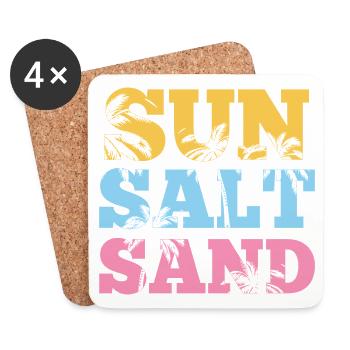 Sommerzeit - Sonne, Salz und Sand - Untersetzer (4er-Set) - Weiß - Vorne