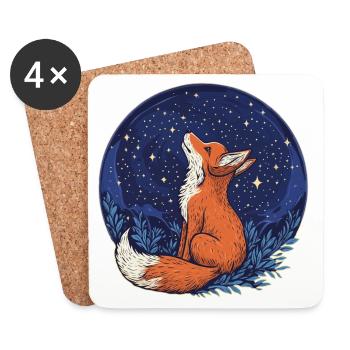Fuchs und Sterne - Untersetzer (4er-Set) - Weiß - Vorne