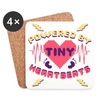 Infirmière en néonatologie alimentée par de minuscules battements de cœur - Dessous de verre (lot de 4) - blanc - Devant