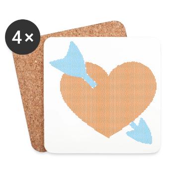 Heart Pierced With Arrow - Coasters (set of 4) - white - Front