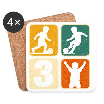 3 Football Birthday Boy 3 Years Ball - Coasters (set of 4) - white - Front