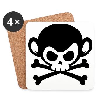 Skull monkey with crossed bones - Coasters (set of 4) - white - Front