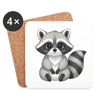 Small raccoon with big eyes - Coasters (set of 4) - white - Front