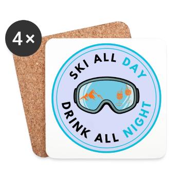 Ski All Day - Untersetzer (4er-Set) - Weiß - Vorne