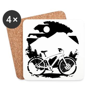 Mountain Biking Sketch - Coasters (set of 4) - white - Front