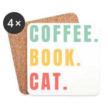COFFEE BOOK CAT - Untersetzer (4er-Set) - Weiß - Vorne