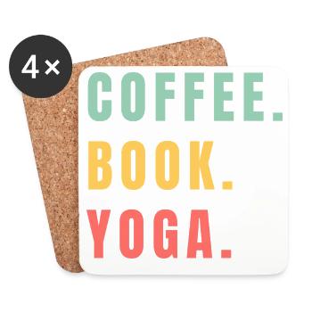 COFFEE BOOK YOGA - Untersetzer (4er-Set) - Weiß - Vorne