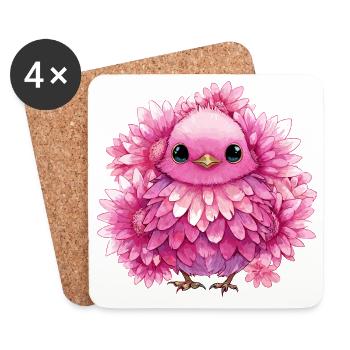 Rosa Blütenküken - Untersetzer (4er-Set) - Weiß - Vorne