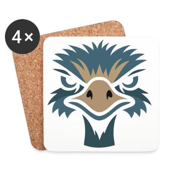 Nandu, Émeu à tête d’autruche - Dessous de verre (lot de 4) - blanc - Devant